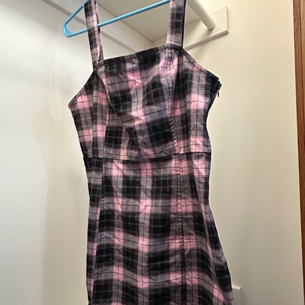 Divided Pink and Black Plaid Dress Medium